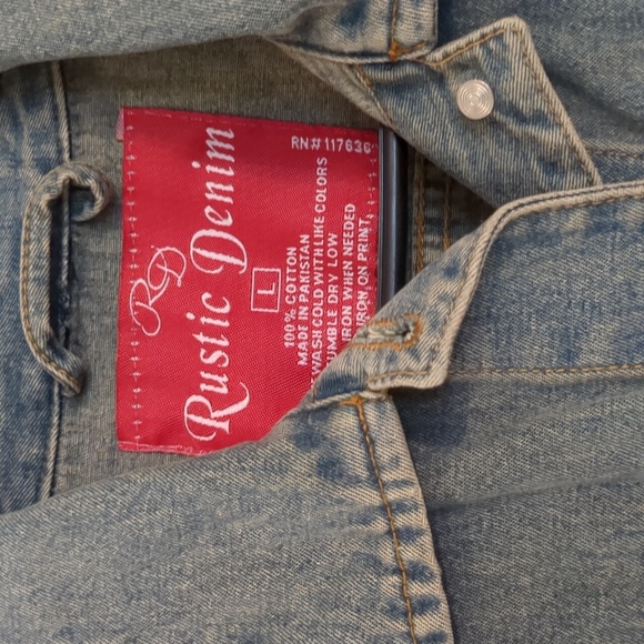 Rustic Denim Cropped Jean Jacket Faded Acid Wash - Picture 3 of 5
